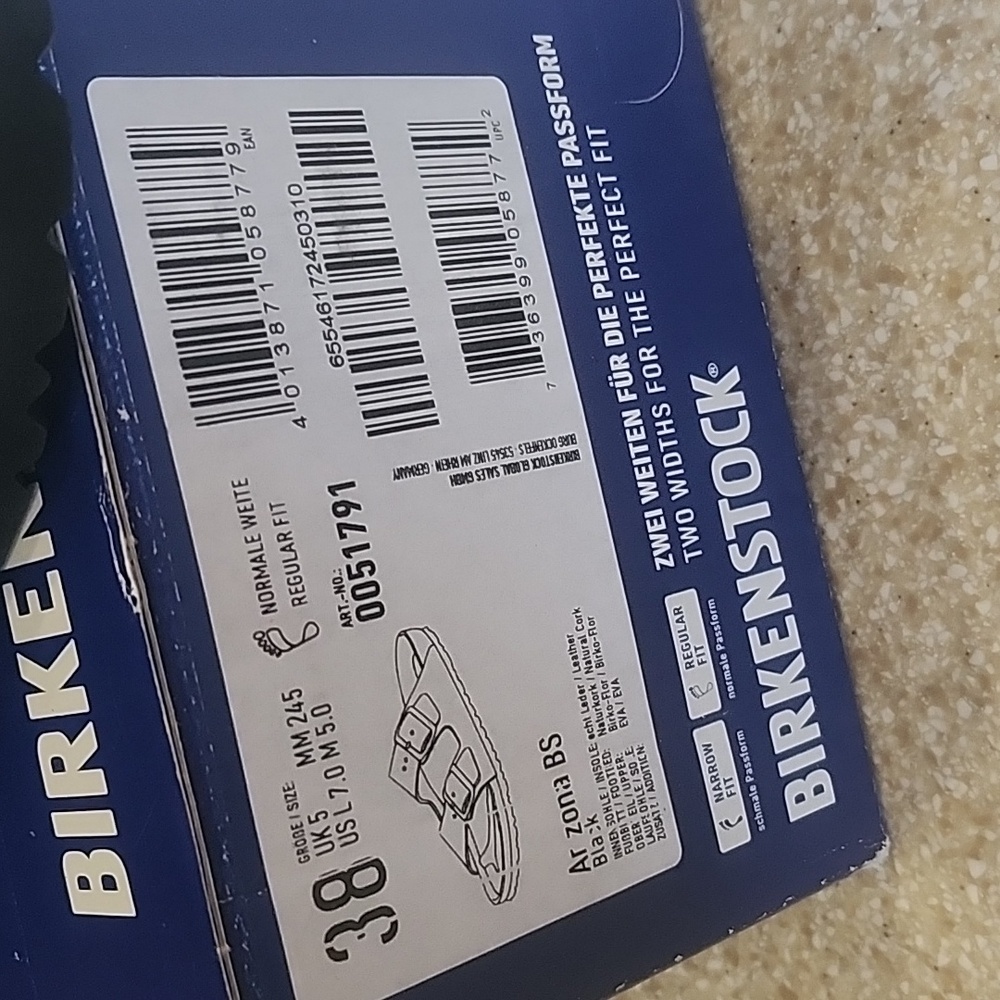 NWT Birkenstock Arizona Birko- Flor Black Size 38 Or US Size 7-7.5 New In Box - Picture 8 of 9